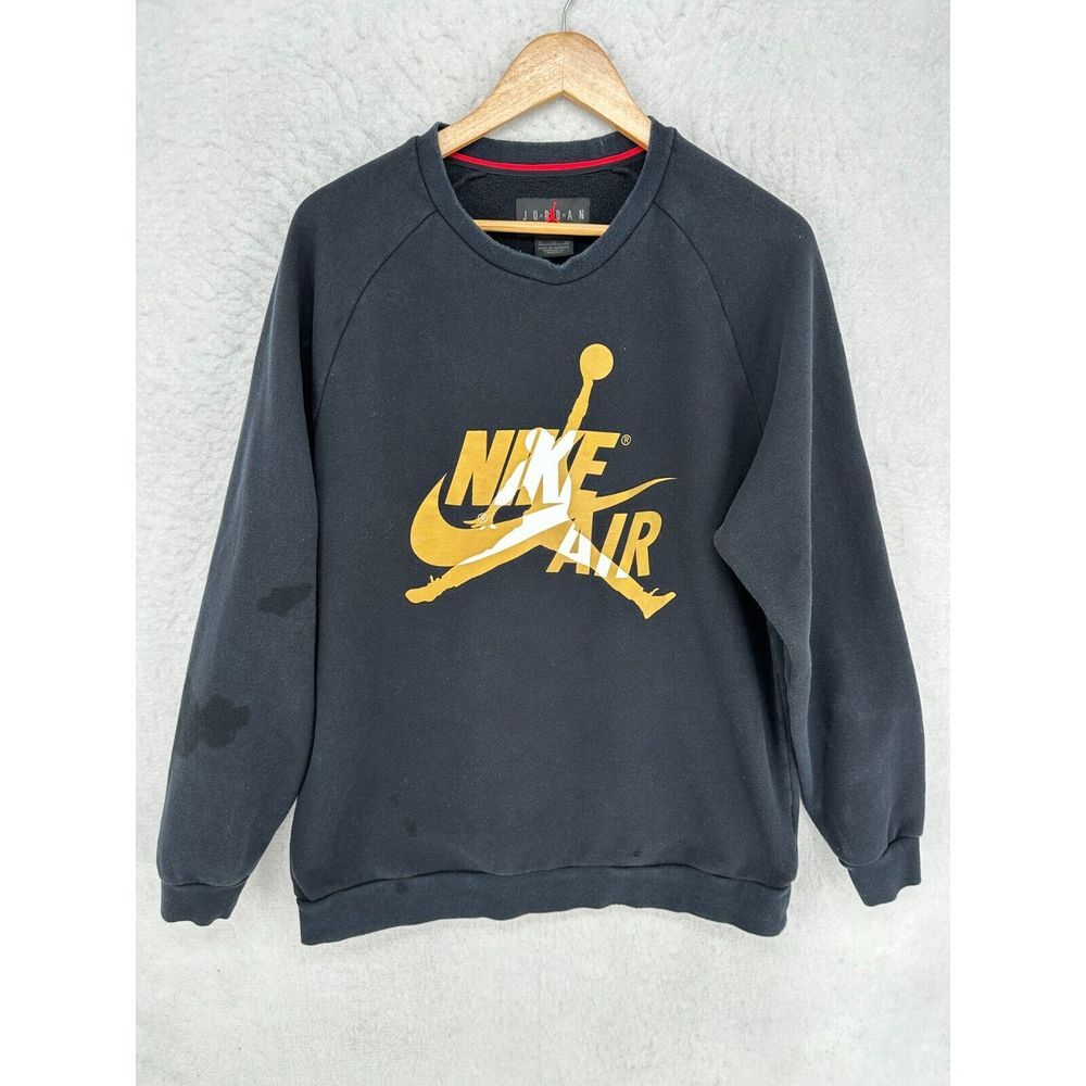 🖤🤍💛Nike Air Jordan Fleece Sweatshirt Men XL Jumpman Golf Metalic Gold Longsleeve